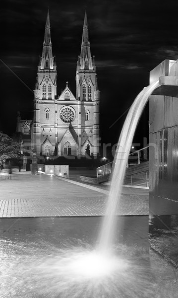 大教堂 悉尼 澳大利亞 夜 哥特式 建築 商業照片 © lovleah