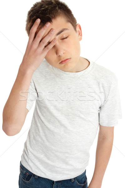 Boy child, headache, tired, weary Stock photo © lovleah