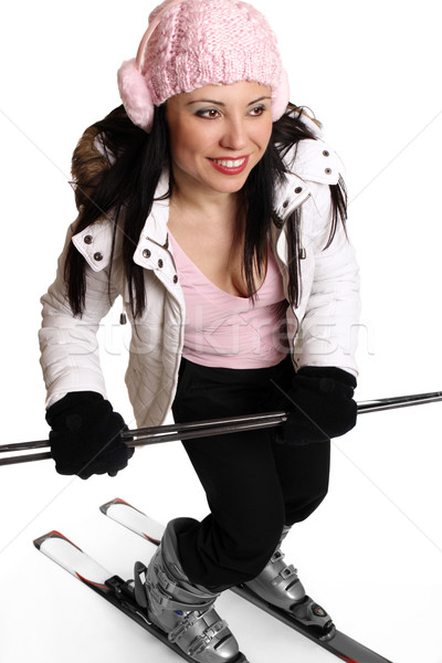 Feminino esquiador ativo inverno esquiar roupa Foto stock © lovleah