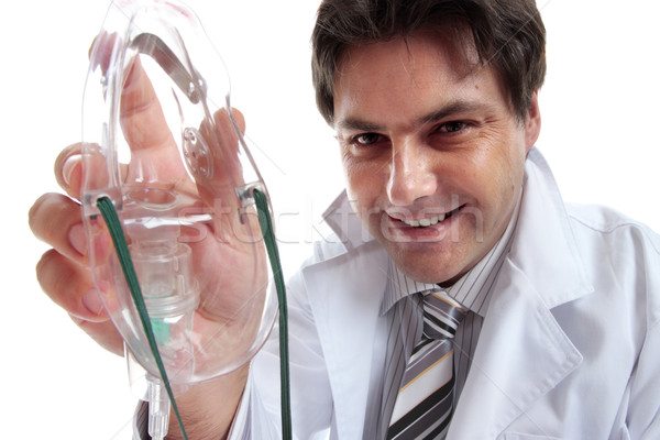 Férfi orvos egyéb egészségügy profi tart maszk Stock fotó © lovleah