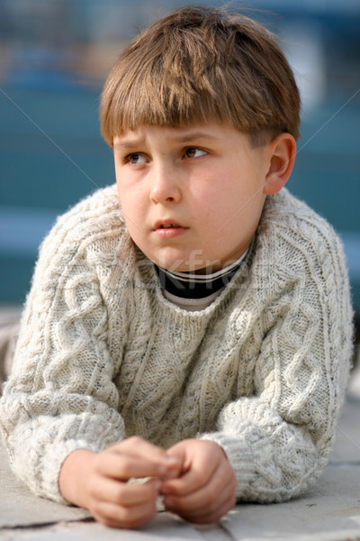 Timid băiat fobie copii copil Imagine de stoc © lovleah
