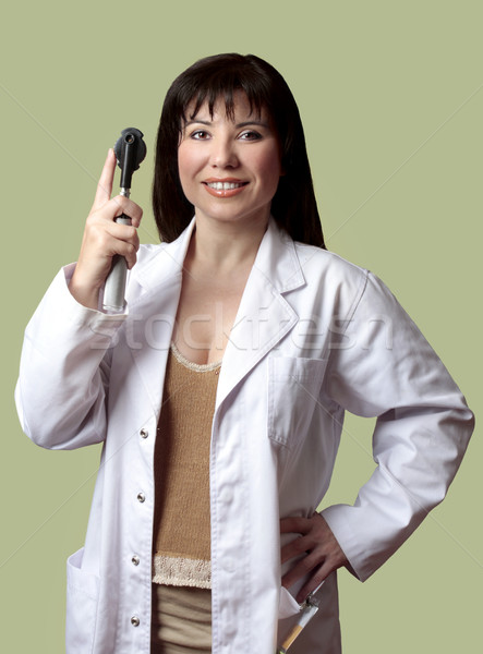 Optometrikus visel orvosok kabát tart nő Stock fotó © lovleah