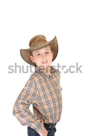 Country Kid in jeans shirtand hat Stock photo © lovleah