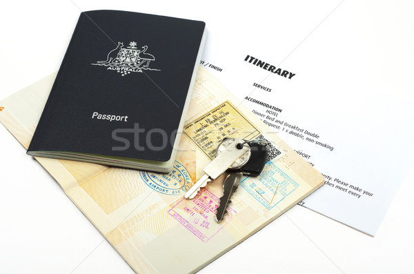 Passaporte viajar itinerário australiano abrir imigração Foto stock © luapvision