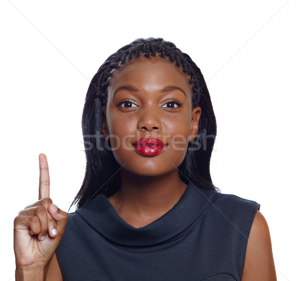 Mujer de negocios retrato feliz senalando hasta Foto stock © lubavnel