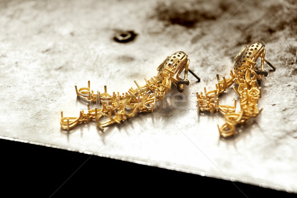 Arany fülbevalók 22 karát befejezetlen csillár Stock fotó © lubavnel