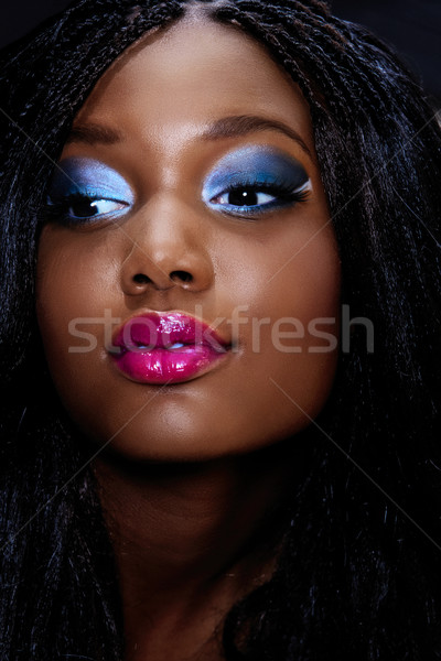 Afryki kobieta piękna twarz portret kobiety jasne Zdjęcia stock © lubavnel