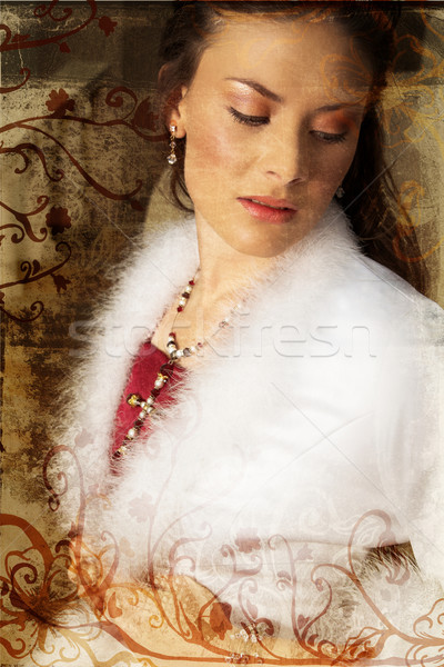Grunge piękna oblubienicy czerwony biały brązowy Zdjęcia stock © lubavnel