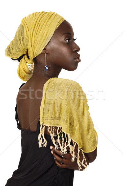 Foto stock: Grave · sudáfrica · mujer · amarillo · bufanda · hermosa