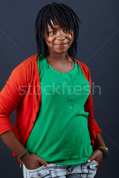 African Frau schönen grünen top Stock foto © lubavnel