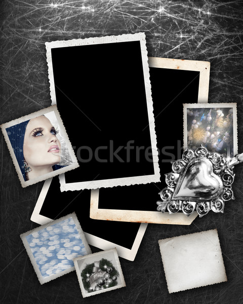Silver background with frames. Stock photo © lubavnel