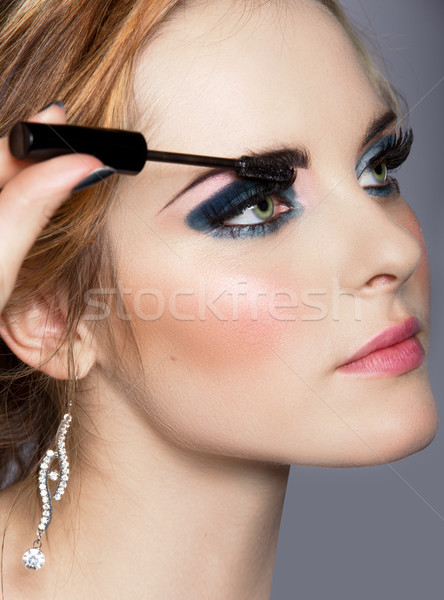 woman with long eyelashes and mascara Stock photo © lubavnel