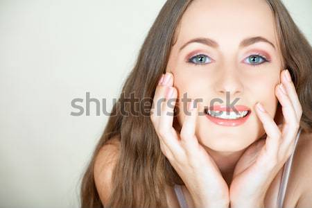 collage make-up on beautiful happy woman. Stock photo © lubavnel