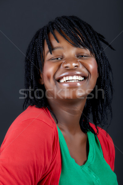 Sorridente africano mulher belo verde topo Foto stock © lubavnel