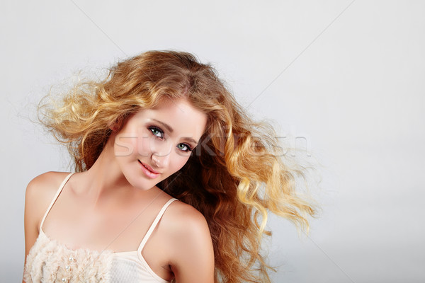 Blond Mädchen Haar schönen Erdbeere Stock foto © lubavnel