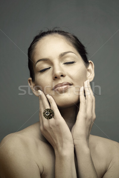 woman touching face Stock photo © lubavnel