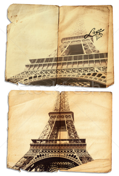 Wieża Eiffla Francja vintage Fotografia symbol miłości Zdjęcia stock © lubavnel