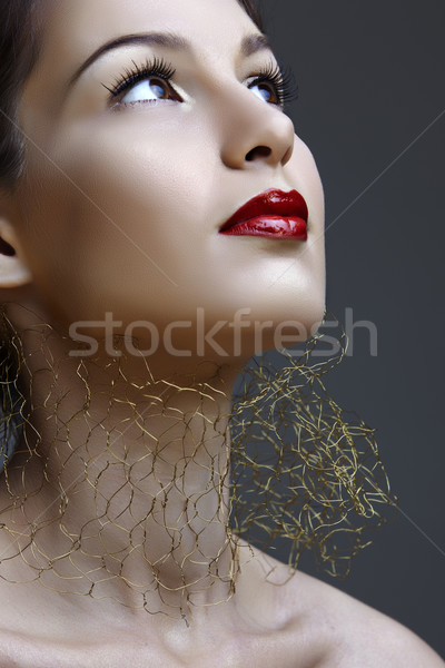 商業照片: 女子 · 項鍊 · 佳人 · 淨 · 紅唇