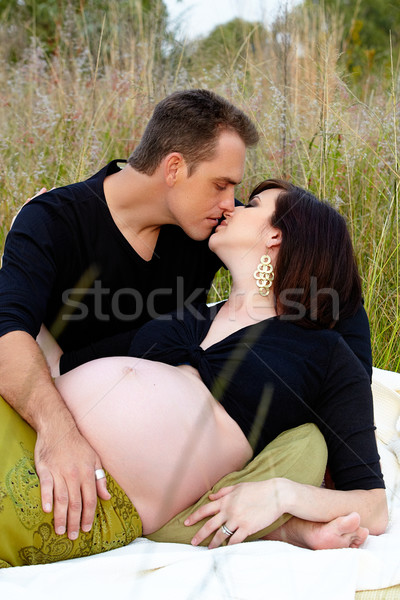 pregnant couple on a picninc Stock photo © lubavnel