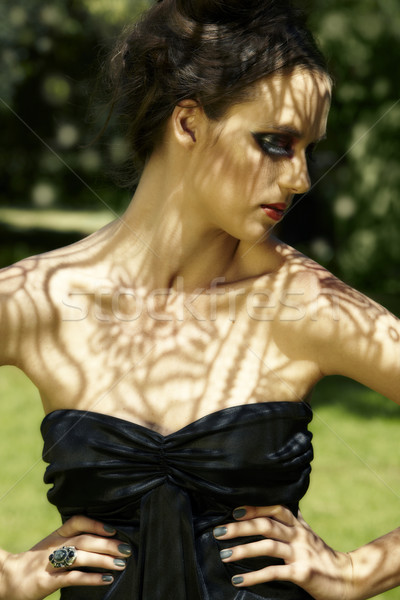 beautiful woman with lace shadows Stock photo © lubavnel