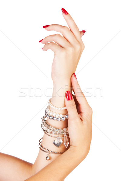 Femeie mâini roşu Imagine de stoc © lubavnel