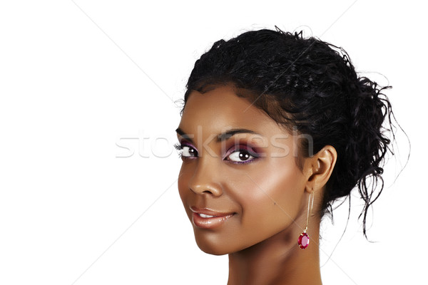 Сток-фото: красивой · африканских · женщину · вьющиеся · волосы · случайный