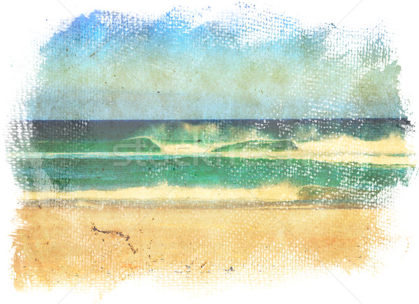 Grunge morza malarstwo fale Błękitne niebo stylu Zdjęcia stock © lubavnel