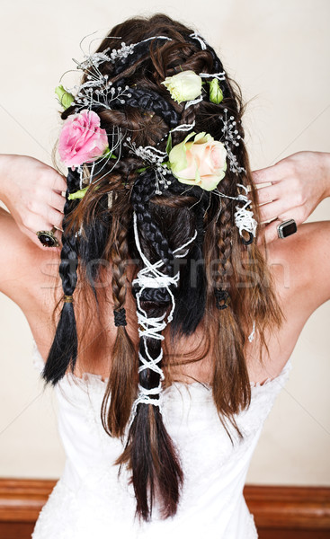 bride with braids and roses Stock photo © lubavnel