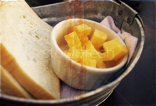 Stock foto: Hausgemachte · Brot · Butter · Zink · Schüssel · Land