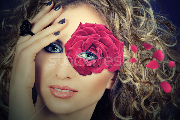 woman with rose mask Stock photo © lubavnel