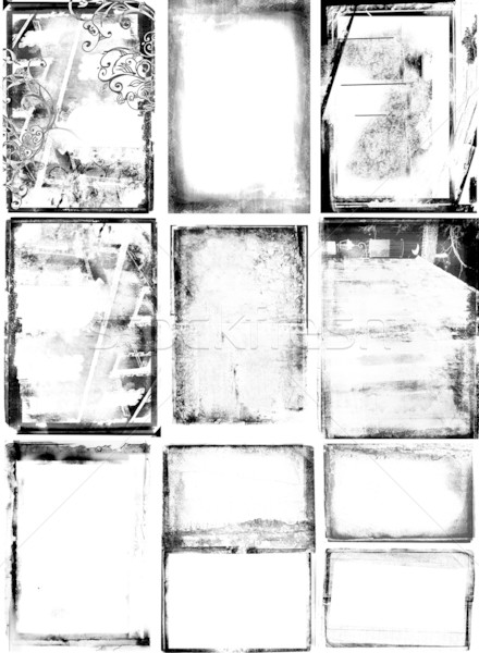 Set Grunge Frames 10 Grenzen detaillierte Stock foto © lubavnel