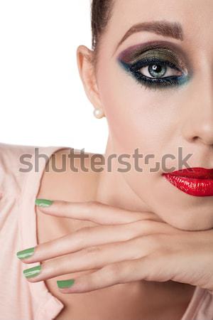Belo loiro falsificação mulher longo Foto stock © lubavnel
