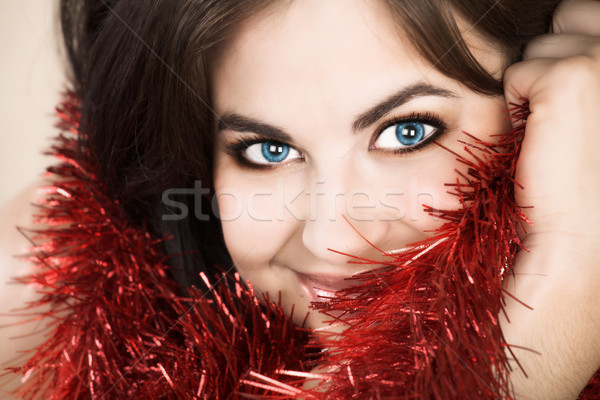 Beautiful woman with long brown hair Stock photo © lubavnel