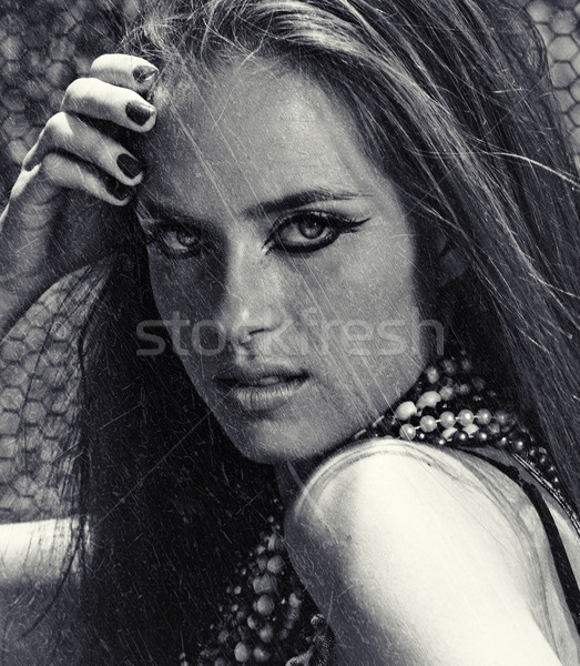 beautiful woman on gruneg background Stock photo © lubavnel