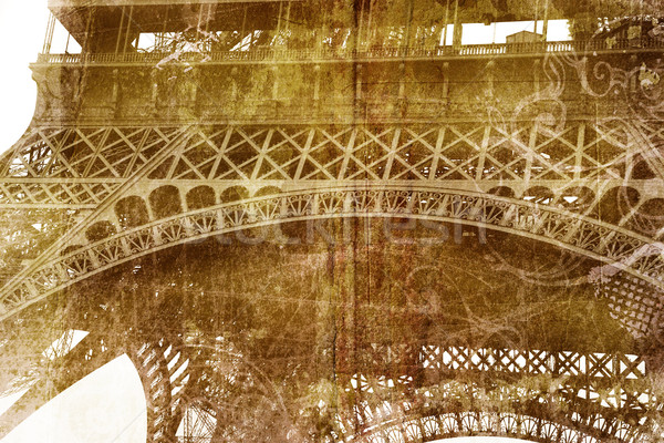 Foto d'archivio: Grunge · Torre · Eiffel · dettaglio · struttura · silhouette · verniciato