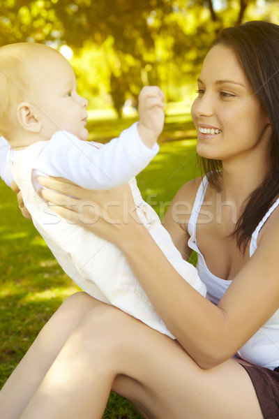 Erkek anne genç kadın öpüşme bebek oğul Stok fotoğraf © lubavnel