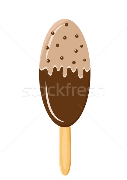 Chocolate ice-cream lolly, flat cartoon style. Isolated white background. Vector illustration, clip  Stock photo © lucia_fox