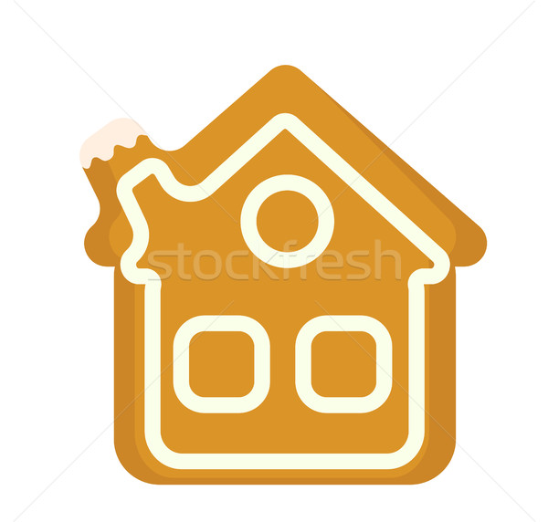 Foto stock: Pão · de · especiarias · casa · vetor · ícone · isolado · branco