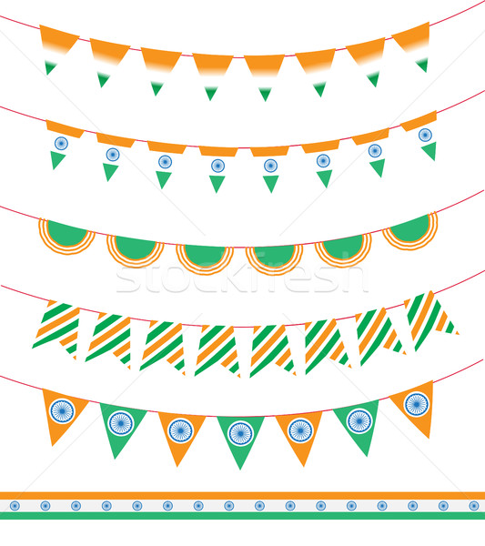 Happy India Independence Day. set of ribbon garland and flag. Vector illustration Stock photo © lucia_fox