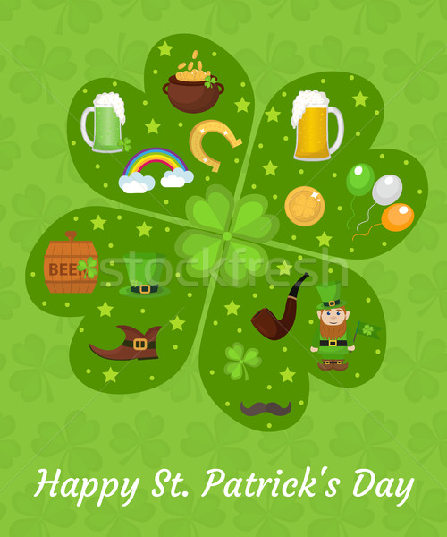Happy St. Patricks Day greeting card template, invitation, poster for your design. Vector illustrati Stock photo © lucia_fox