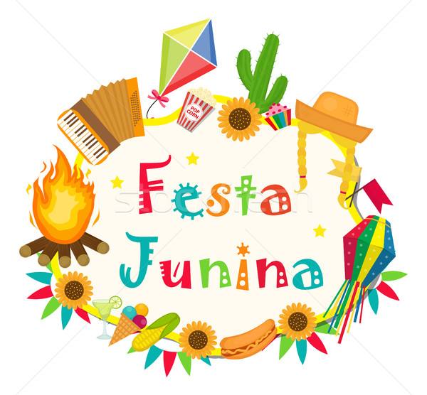 Festa Junina frame with space for text. Brazilian Latin American festival blank template for your de Stock photo © lucia_fox
