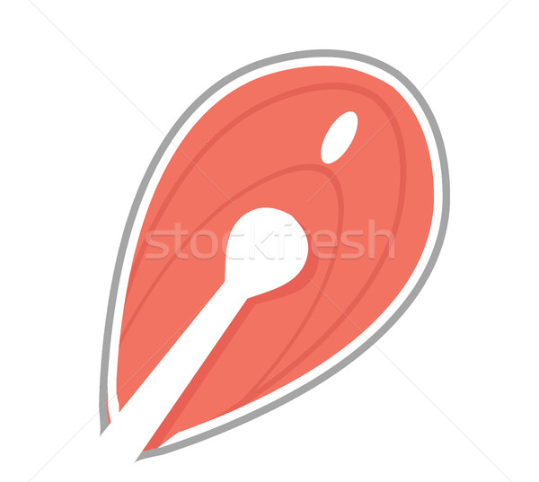 Stock photo: Piece fish icon. Flat style, isolated on white background. Vector illustration, clip art.