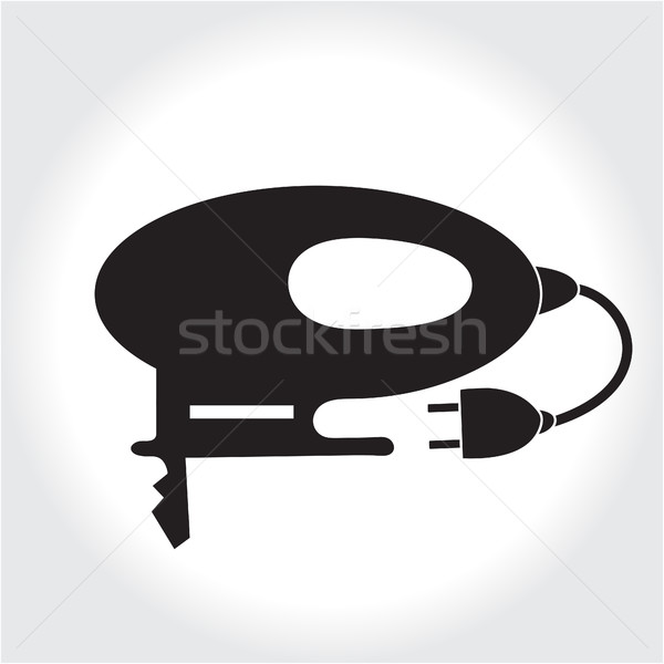 Fret saw tool icon, black silhouette. Element logo jigsaw  isolated on white background. Vector illu Stock photo © lucia_fox