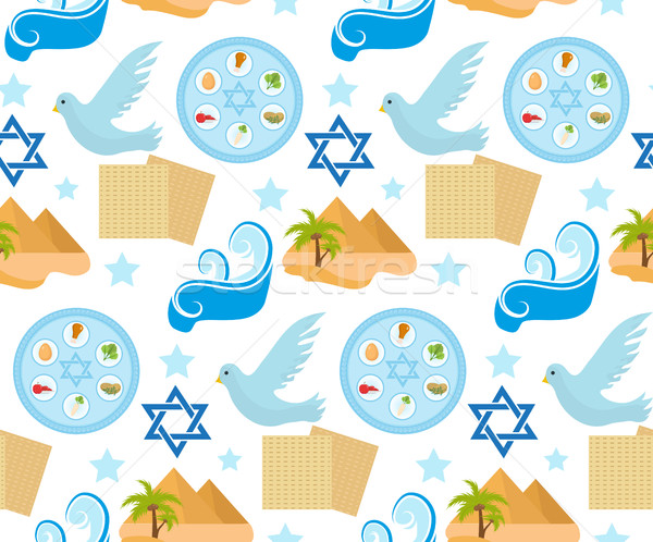 Stock photo: Passover seamless pattern. Pesach endless background, texture. Jewish holiday backdrop. Vector illus