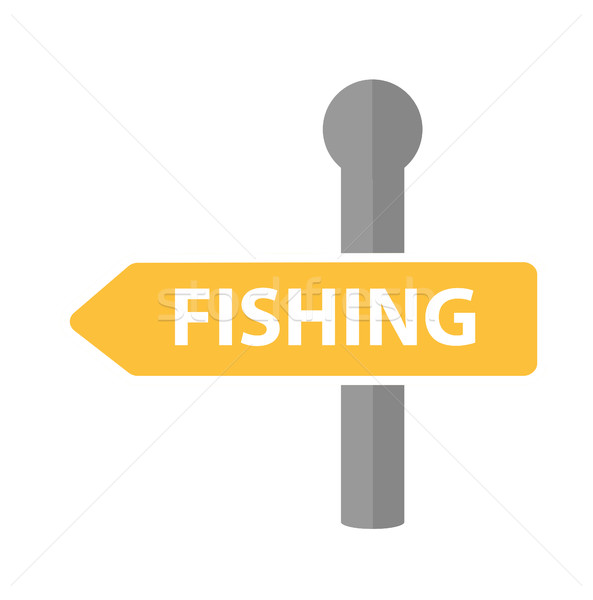 Foto stock: Senalización · de · la · carretera · pesca · icono · Cartoon · estilo