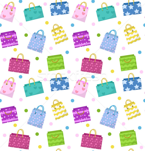 Stock fotó: Aranyos · bevásárlószatyor · végtelen · minta · színes · szatyrok · különböző