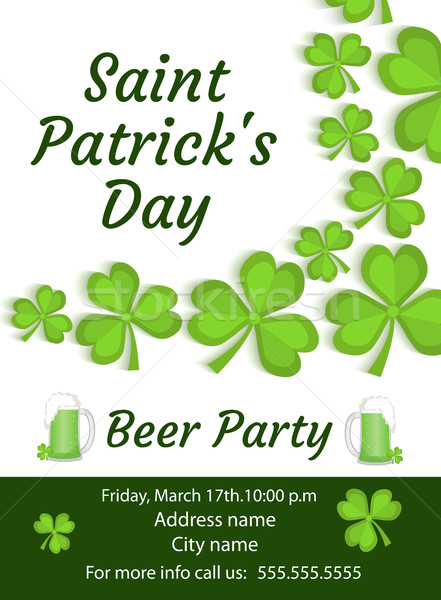 Happy St. Patrick's Day invitation, poster, flyer. Beer Party template for your design. Vector illus Stock photo © lucia_fox