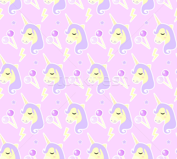 Magic Unicorn seamless pattern. Modern fairytale endless textures, magical repeating backgrounds. Cu Stock photo © lucia_fox