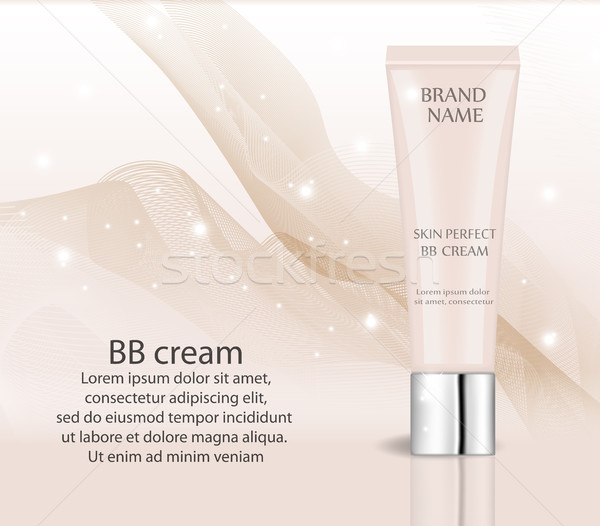 Realistic BB cream, foundation design template for cosmetics. Makeup, clean skin concept. 3d tube of Stock photo © lucia_fox