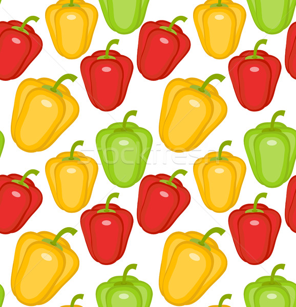 Bulgarian pepper seamless pattern. Paprika yellow, green, red, endless background, texture. Vegetabl Stock photo © lucia_fox